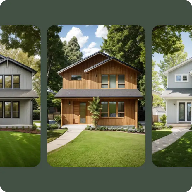 Example of a 3D rendering of a home with examples of products being used on it.